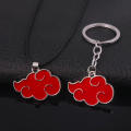 Japanese Anime Naruto Necklace Keychain Akatsuki Organization Cosplay Red Cloud Metal Unisex Pendant Necklace Keychain for Fans Gift. 