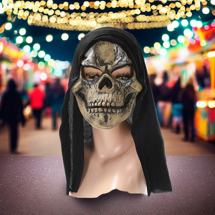 Halloween cos ghost face mask secret room haunted house horror scene npc dress up half face latex mask headgear