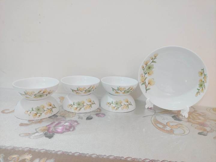 Ceramic%207%20Pcs%20Deep%20Curry%20Bowl%20Or%20Snack%20Bowl%20Set.%20Soup%20Bowl,%20Rejala%20Bowl%20Set,%20Gift%20And%20Home%20Decoration%20-%206%20Pcs%20Ceramic%20Curry%20Bowl/Bati%20Off%20White%20With%20Print.%20-%20Image%207