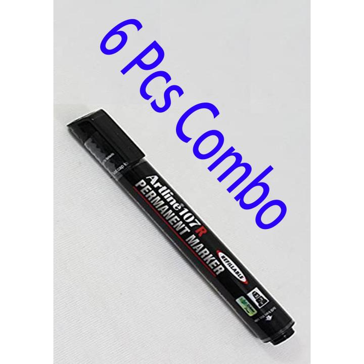Artline Ek-107R PERMANENT Marker - (BLACK) (PACK OF 6)