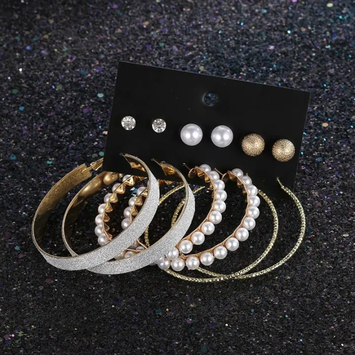 Trendy%20Korean%20Earrings%206%20Pairs%20=%2012%20Pcs%20Pearl%20Stud%20Big%20Hoop%20Earrings%20Set%20for%20Girls%20Simple%20Stylish%20-%20Earrings%20Set%20for%20Women%20New%20Collection%20-%20Ear%20Ring%20for%20Girls%20Simple%20Stylish%20-%20Image%204