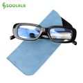 SOOLALA Anti Blue Light Blocking Reading Glasses Women Eyeglasses Frame Small Rectangle Gray Tea Lens Sunglasses Reading Glasses.