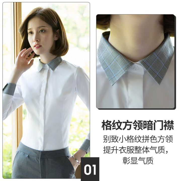 Eleplato%20Black%20Shirt%20Women's%20Long%20Sleeve2022Autumn%20and%20Winter%20New%20Cold%20Color%20Women's%20Clothing%20Contrast%20Color%20Slim%20Fit%20White%20Shirt%20Plaid%20Collar%20Cotton%20-%20Image%204