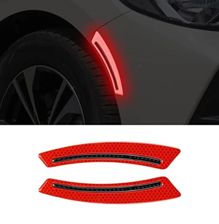 2Pcs Car Wheel Eyebrow Universal Anti Scratch Reflective Warning Glossy Car Protector Wheel Stickers