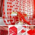 Heart Polyester Window or Doorway Curtain - Red - Porda. 