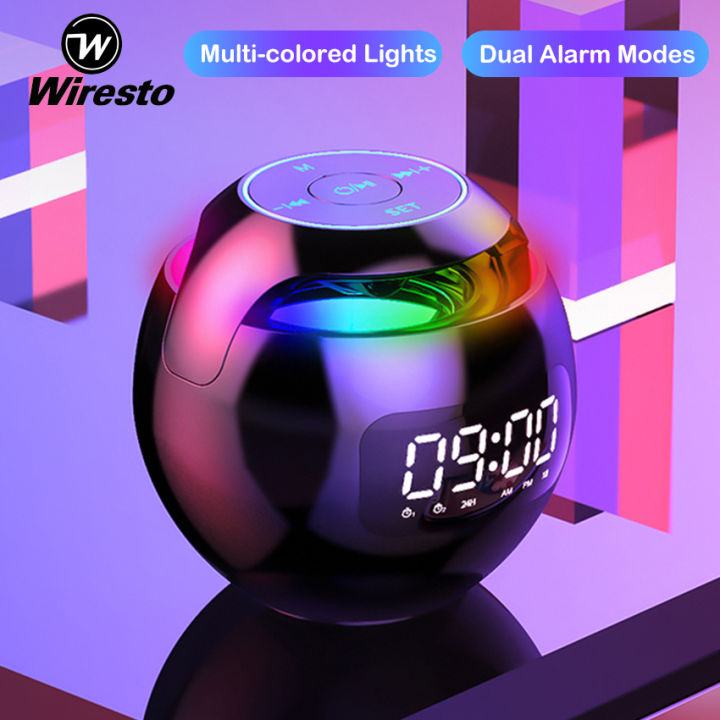 Wiresto G90 Dazzling color Wireless Bluetooth Portable Mini TWS Bass Stereo Music Surround Mobile Call Outdoor Speakers with Alarm Clock