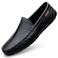 【selevn roind】 Genuine Leather Men Casual Shoes Luxury Brand Soft Mens Loafers Moccasins Breathable Slip on Black Driving Shoes Plus Size 37-47. 