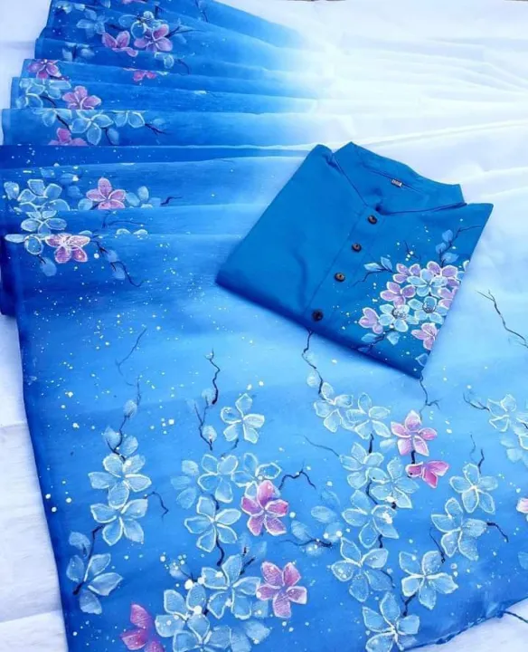 Ready%20Made%20Hand%20Paint%20Half%20Silk%20Sharee%20and%20Half%20Silk%20Panjabi%20For%20Combo%20Couple%20Dress%20-%20Image%202
