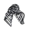 Black Chiffon Silk Feeling Skull Print Fashion Long Scarf Shawl Scaf Wrap For Women + Keyring. 