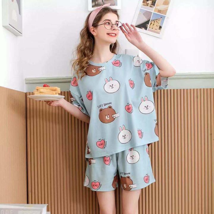 Style Pajamas Women's Summer Short Sleeve Shorts Two Piece Suit