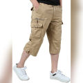 Khaki Cotton Cargo Short Pant For Men.