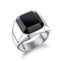 Cincin Batu Kaca Trendy Stainless Steel Ring Perhiasan Cincin Gold 17MM WIdth Simple Wide Version Inlaid Glass Stone Rings.