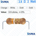 3.9 ohm 2 watt Two watt Resistor ±5% 3.9Ω 3.9 ohms Metal Oxid Film Resistance.