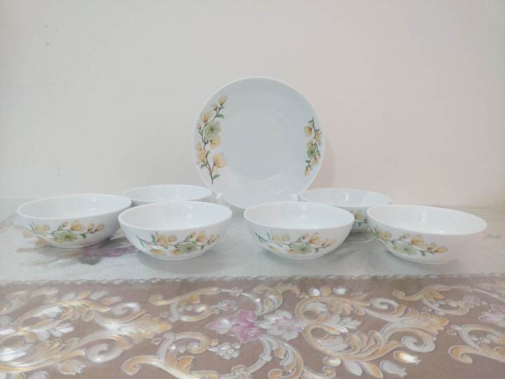 Ceramic%207%20Pcs%20Deep%20Curry%20Bowl%20Or%20Snack%20Bowl%20Set.%20Soup%20Bowl,%20Rejala%20Bowl%20Set,%20Gift%20And%20Home%20Decoration%20-%206%20Pcs%20Ceramic%20Curry%20Bowl/Bati%20Off%20White%20With%20Print.%20-%20Image%204