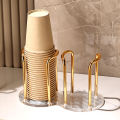 Luxury Disposable Cup Storage Holder Water Tea Cups Dispenser Rack Shelf with Longer Stick Mug Display Stand Home Organizer. 