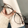 (NEW)Fashion Blush Glasses Anti Blue Light Gradient Women Oversized Round Frame Lens Glasses Transparent Universal Glasses.