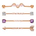 9PC Stainless Steel Heart Industrial Piercing Set Earring Cartilage Industrial Barbell for Women Unisex Body Jewelry.