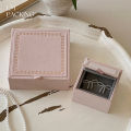 High-End Jewelry Box Compact Flocked Wooden Ring Storage Retro Necklace Case for Travel Home Gift Women Display.