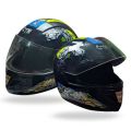 FULL FACE STM BIKE HELMET - BLUE & YELLOW GRAPHICS. 