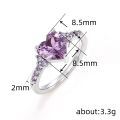 Fashion Purple Heart Cubic Zircon Rings for Women Unique Wedding Engagement Accessories Fancy Lady Gift Romantic Trendy Jewelry.