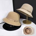 New Women's Sun Hat Simple Linen Breathable Refreshing Hat Summer Travel Sunscreen Sun Ribbon Decoration Foldable Straw Hat Gift. 