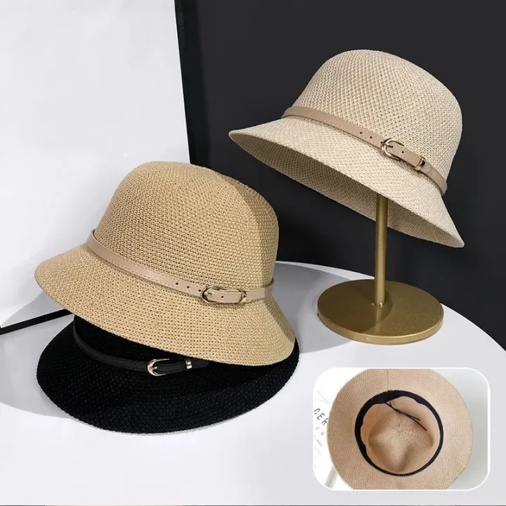 New%20Women's%20Sun%20Hat%20Simple%20Linen%20Breathable%20Refreshing%20Hat%20Summer%20Travel%20Sunscreen%20Sun%20Ribbon%20Decoration%20Foldable%20Straw%20Hat%20Gift%20-%20Image%204