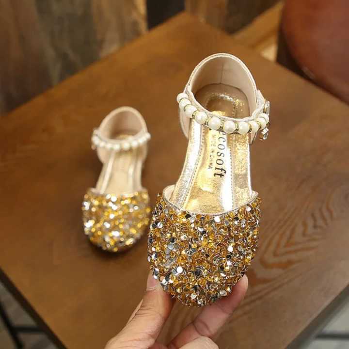 Lovely%20Princess%20Wedding%20shoes%20girls%20summer%20fashion%20element%20mary%20jane%20sandals%20pearl%20Sequins%20flat%20Rubber%20insole%20-%20Image%203