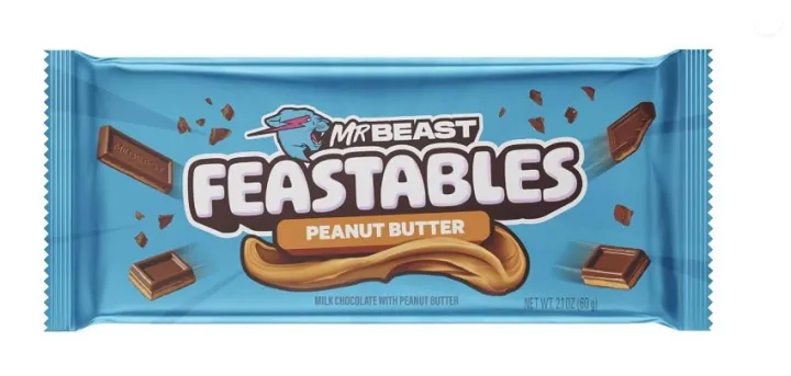 Feastables Mr Beast Peanut Butter Chocolate Bar 60g, Made in USA