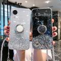 Casinglee for Samsung Galaxy A03 Core case Shiny Ring Glitter Soft Transparent Holder Stand Back cover with String for Samsung A03 Core Phone cases cover Stars Moon Girls For girls and Boys. 