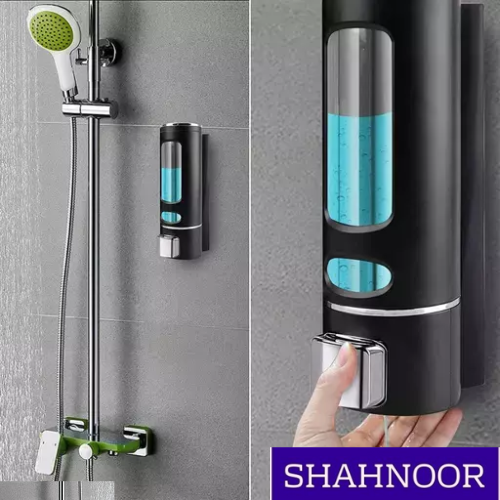 Black Hand Wash Soap Dispenser for Bathroom Wall Mounted Plastic ABS 400 ML