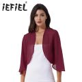 Womens 3/4 Sleeve Chiffon Cardigan Bolero Elegant Summer Ladies Wedding Wraps Shrug Bridal Bolero Long Shawl Evening Cover Up.