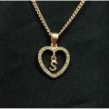 Letter S Alphabet Pendant With Chain Necklace.