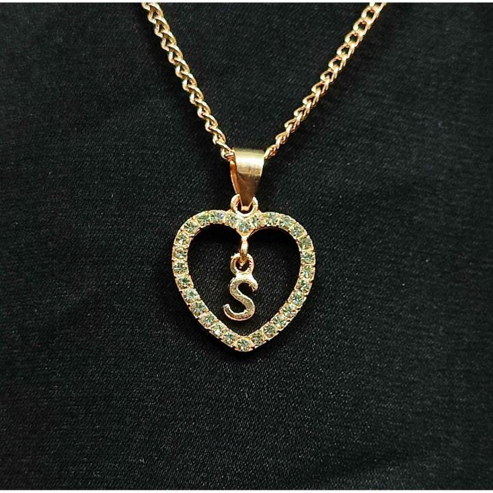 Letter S Alphabet Pendant With Chain Necklace