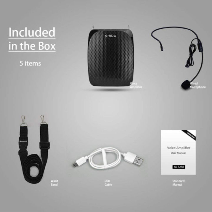 SHIDU%20Class%20D%20Voice%20Amplifier%20Wired%20Microphone%20Mini%20Audio%20Portable%20Speaker%20Natural%20Stereo%20Sound%20Loudspeaker%20for%20Teacher(Black)%20-%20Image%207