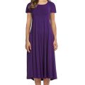 2022 Four Seasons Women's New Round Neck Short Sleeve Solid Color Swing Dress Fashion Solid Color Dress.