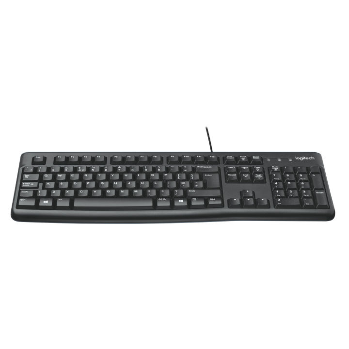 Logitech K120 Wired Keyboard for Windows, USB Plug-and-Play, Full-Size, Spill Resistant, Curved Space Bar PC/Laptop - English Layout