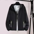 Lightweight Men Jacket Sun Protection Hooded Windbreaker Jacket for Cycling Running with Pockets Reflective Sun for Camping. 