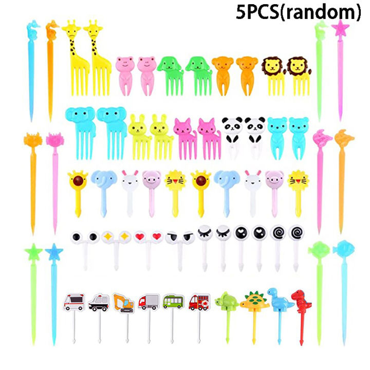 Animal Fruit Fork Food Grade Plastic Mini Cartoon Kids Cake Fruit Toothpick Bento Lunch Bento Accessories Party Decoration Gift