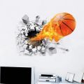 Waterproof 3D Basketball Rush out Wall Art Decal Kids Room Decor Mural Sticker. 