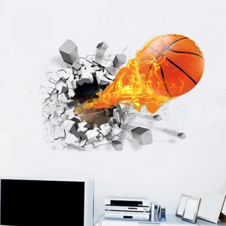 Waterproof%203D%20Basketball%20Rush%20out%20Wall%20Art%20Decal%20Kids%20Room%20Decor%20Mural%20Sticker%20-%20Image%203
