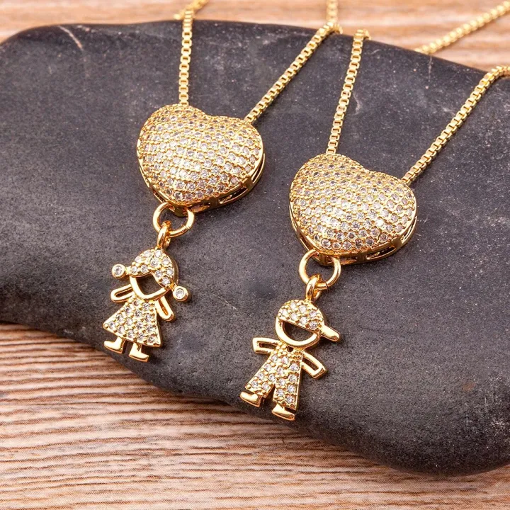 Son%20Daughter%20Heart%20Gold%20Color%20Cubic%20Zirconia%20Family%20Girl%20Boy%20Pendant%20Necklace%20Copper%20Chain%20Jewelry%20Mother's%20Day%20Gift%20-%20Image%206