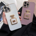 FELMYST No.5 Perfume Case For Vivo V5/V5S/V5 Lite/1609 Luxury Chane Rhinestone Bottle Mobile Holder Phone Casing Makeup Mirror Bracket Girl Women Shockproof Soft Cover. 