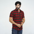 Premium Quality Red Color Full And Half Sleeves Casual Check Shirt For Men.
