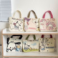 Sanrio Cartoon Canvas Bag Pochacco Kuromi Portable Handbag Kawaii Melody Large Capacity Women Shopping Bags Storage Bag. 
