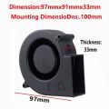 1 Piece Gdstime Dc 12v 9733 97mm 90mm Dual Bearing Brushless Blower Cooler 97mm X 33mm 9cm Turbo Barbecue Cooling Fan. 