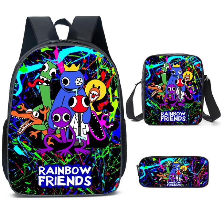 Rainbow Friends Backpack Colorful Boys Girls School Bags Capacity Students Bag Anime Cartoon Waterproof Backpack For Kids Gifts