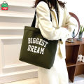 TAG Lifestyle Canvas Tote Bag/Exclusive BIGGEST DREAM Design Black Color for girls For University/College/Trendy Fashionable Women.