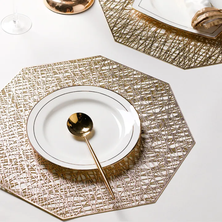 6%20pcs%20PVC%20Geometric%20Gold%20Silver%20Hollow%20Placemat%20/%20Cup%20Mat%20Home%20Decoration%20Table%20Mats%20Kitchen%20Tool%20For%20Dining%20Table%20Bowl%20Plate%20-%20Image%202