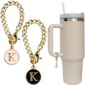 White Handles, Personalized Know-Youri Tumbler, Water Bottle Accessories, Cup, Stan, 2 Pieces, Letter Charm, Other Letter Charm, Chain.