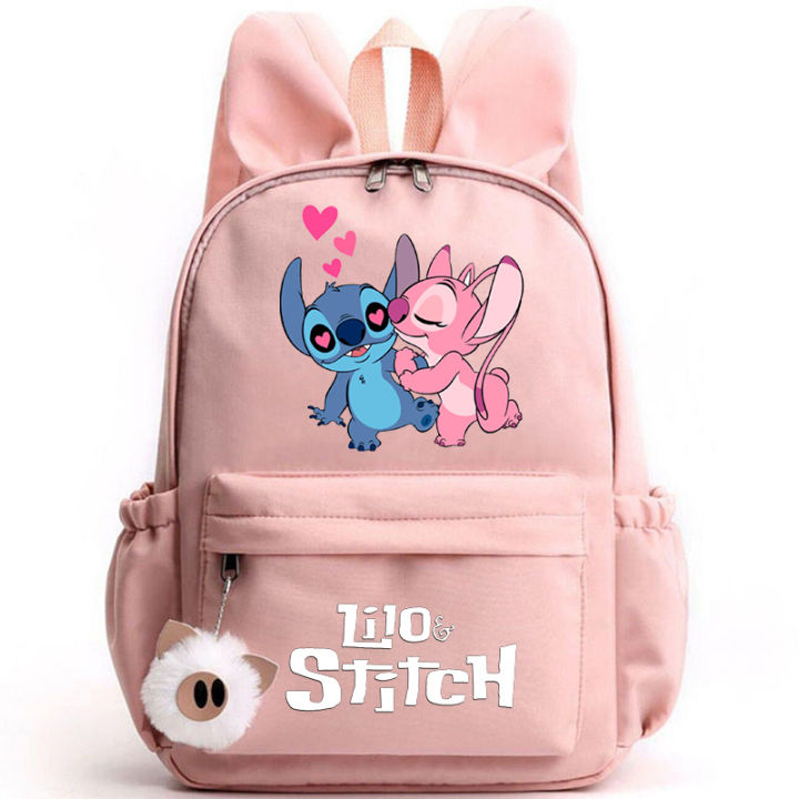 Cute Disney Lilo Stitch Backpack for Girl Boy Student Teenager Rucksack Women Casual School Bags Travel Rabbit Ears Mochila